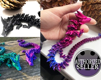 3D Printed Articulated Crystal Dragon | The Crystal Dragon | Crystal Dragon | Fairy Dragon | Fidget | As Seen On TikTok