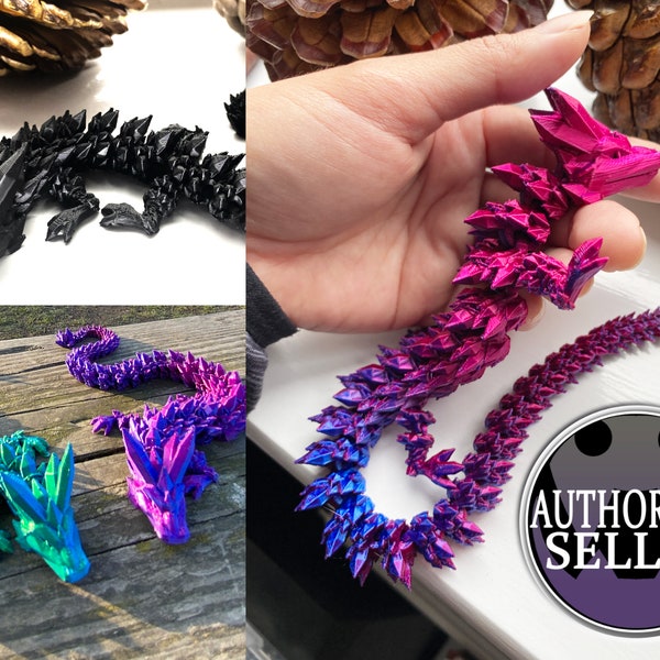 3D Printed Articulated Crystal Dragon | The Crystal Dragon | Crystal Dragon | Fairy Dragon | Fidget | As Seen On TikTok