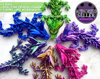 3D Printed Articulated Crystal Dragon: Dual-Tone Filament Collectible