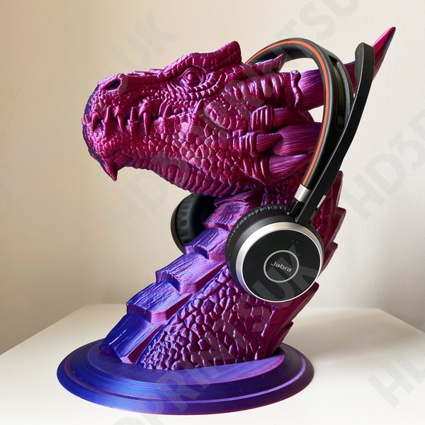 Support pour casque d'écoute Dragon avec base | Support pour casque Dragon Gamer et Fantasy | Support dragon avec base