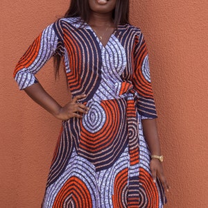 African Made Dress Size Small Colorful Wrap Dress Accra Ghana Cotton Wax