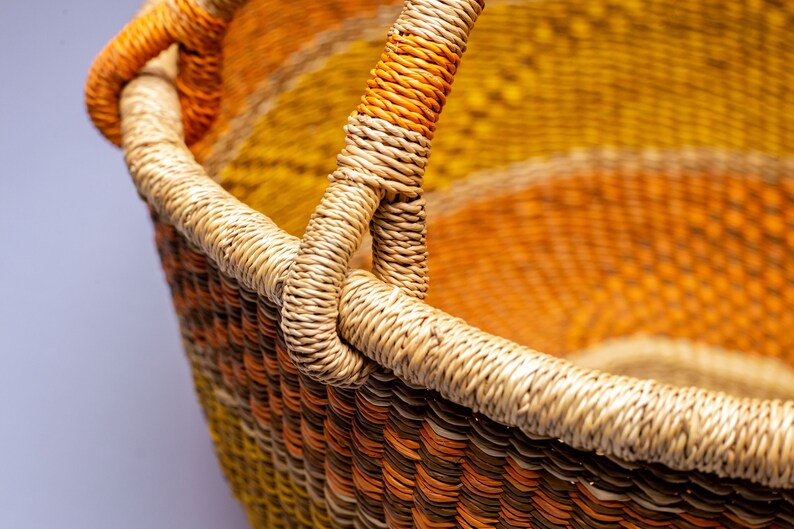 Handmade in Ghana Bolga Basket Large Bolgatanga Round Storage Multi