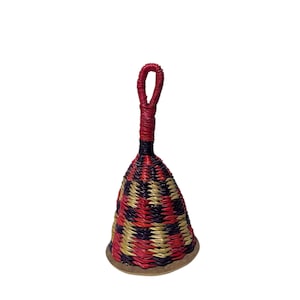 Hand Woven Caxixi Rattle Shaker African Traditional Percussion Musical Instrument, Bolga Basket Red/Purple/Natural Holiday Christmas Gift