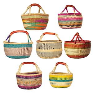 Grand panier Bolga de rangement rond Bolga fait main au Ghana