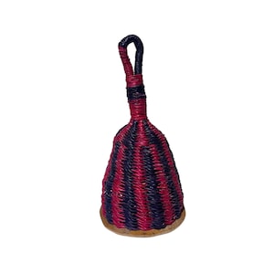 Hand Woven Caxixi Rattle Shaker African Traditional Percussion Musical Instrument, Ghana Bolga Basket Red/Purple, Holiday Christmas Gift