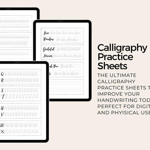 Calligraphy sheets, learn calligraphy, modern calligraphy
