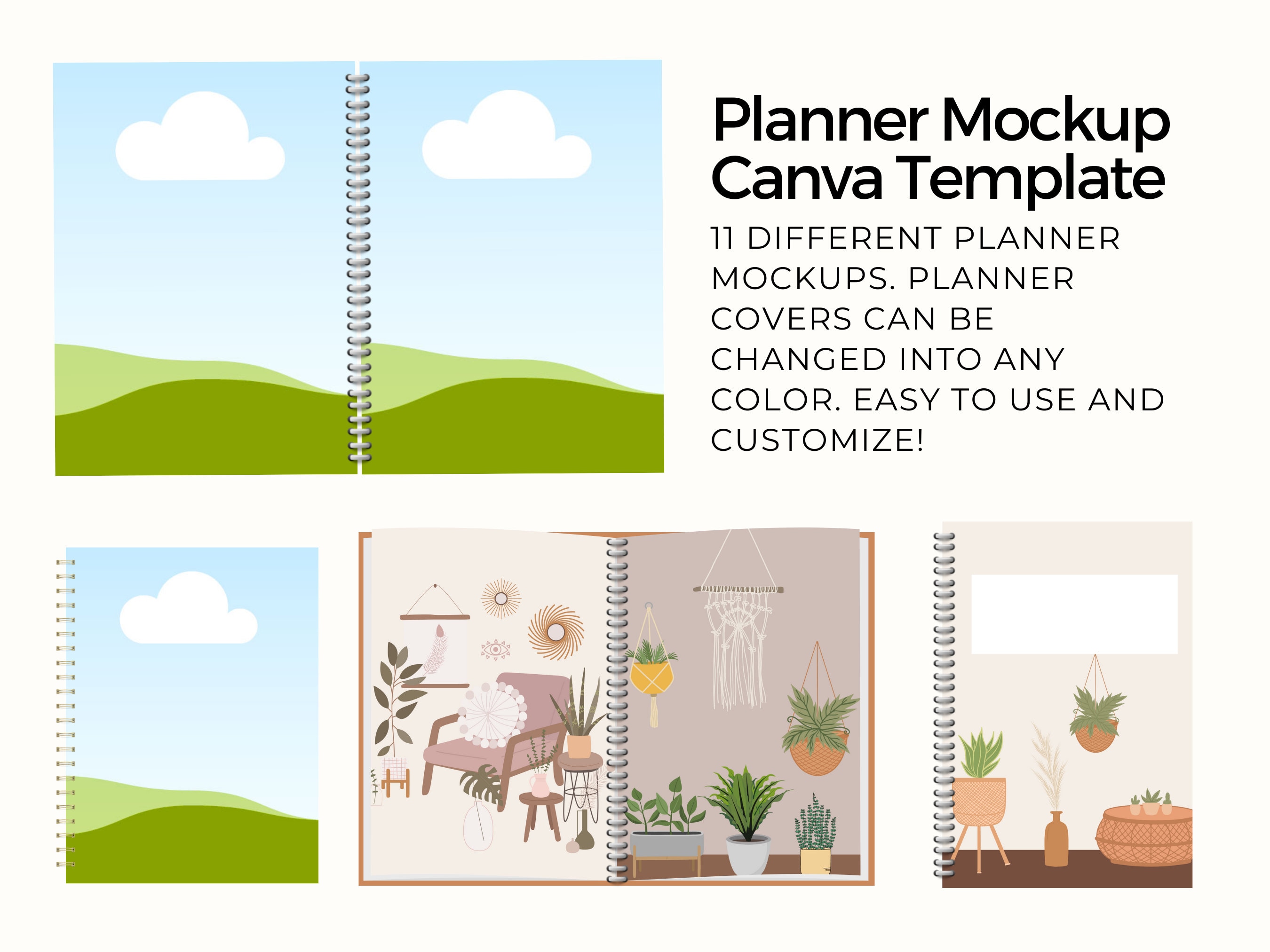 Planner Mockup Canva Template, Planner Mockup, Journal Mockup, Mockup