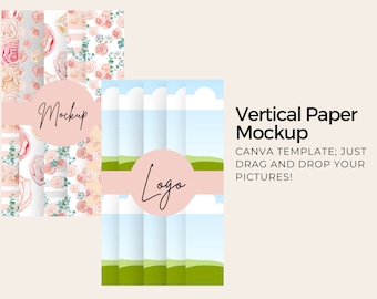 Digital mockup template, digital paper mockup, vertical paper mockup, stationery mockup
