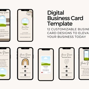 Digital business card, business card design, canva template
