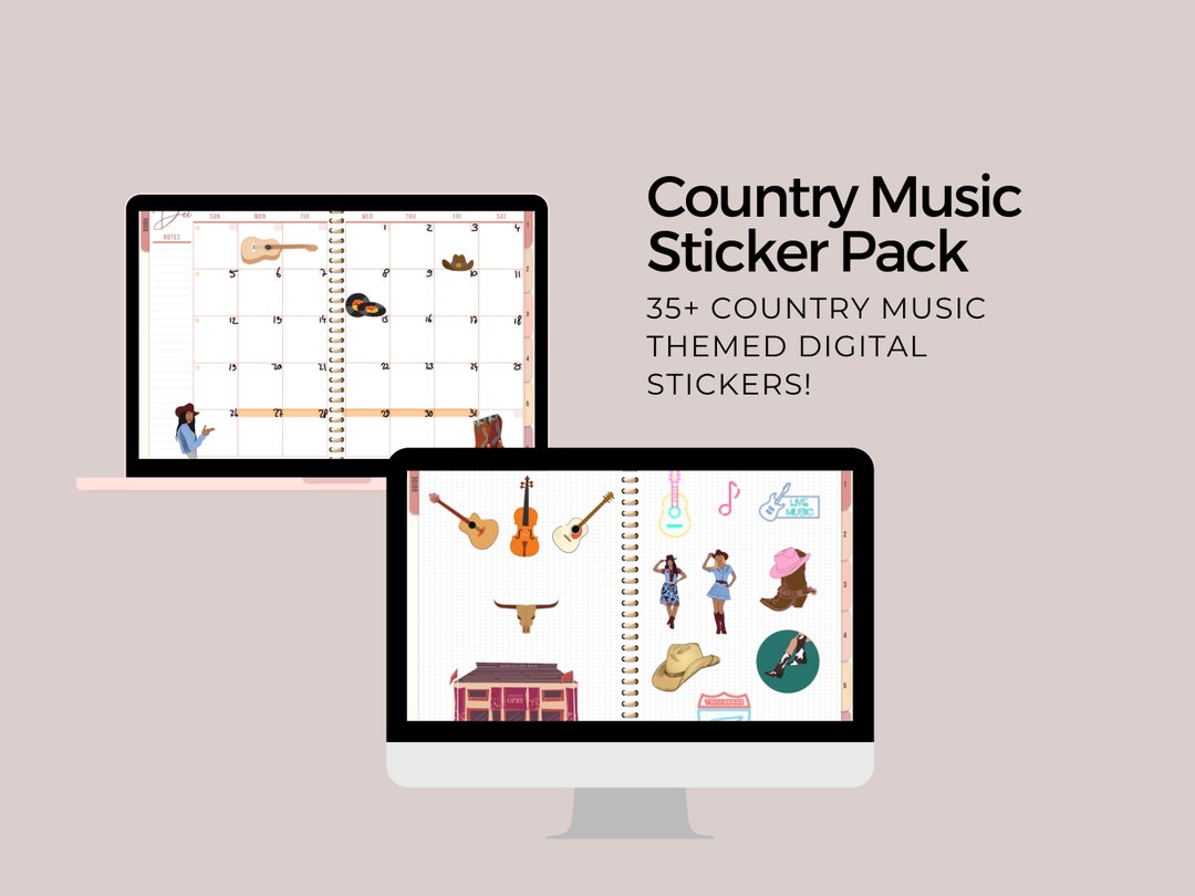 Digital Country Music Sticker Pack, Country Music Stickers, Country ...