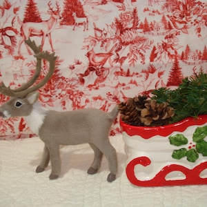 Reindeer with Red/White Holly Sleigh/Ceramic Sleigh/Rubens Originals/1950&#39;s