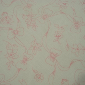 Vintage Cotton Fabric/Feminine Print/Ribbons/Flowers/One Yard, Nine Inches