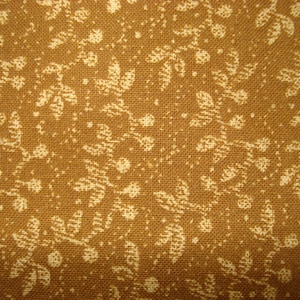 Caramel Colored Fabric/Quality Quilting Fabric/100% Cotton/Floral Design