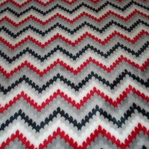 One Yard, 23 inches/Plush Fleece Fabric/Geometric Pattern/Red/White/Gray/Black