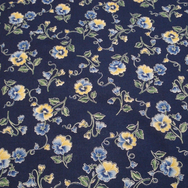 Vintage Pansy Fabric/Faye Burgos/Marcus Brothers Textiles/Silver Metallics/Retired