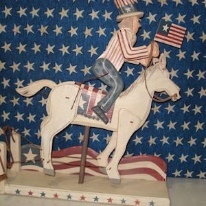 American Folk Art/Cowboy "Uncle Sam"/Patriotic/Handmade/Wood/Vintage/1970's