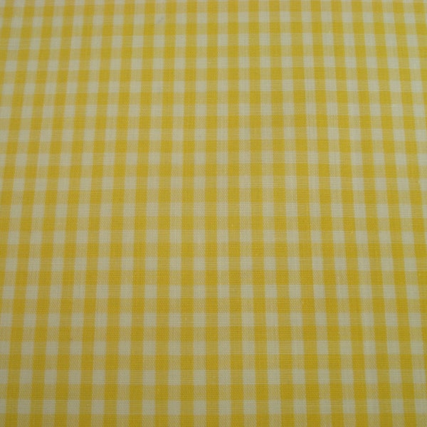 Yellow and White Gingham Check Fabric/Cotton/One Yard, Twenty-six inches Long