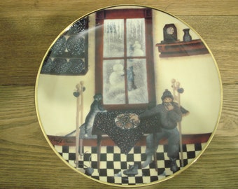 Franklin Mint/"Kitchen Visitors"/Fine Porcelain Plate/Folk Art/Carol J. Endres/Limited Edition/1990's