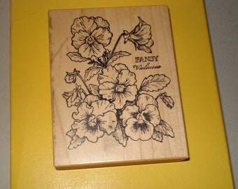 Vintage PSX/K-774/PANSEY/rubber stamp mounted on wood/1990's