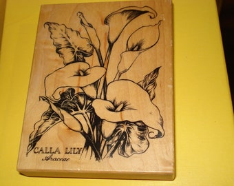 Vintage PSX/K-1696/CALLA LILY/ rubber stamp mounted on wood/2001