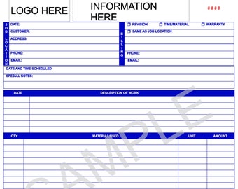 Workorder Template Etsy