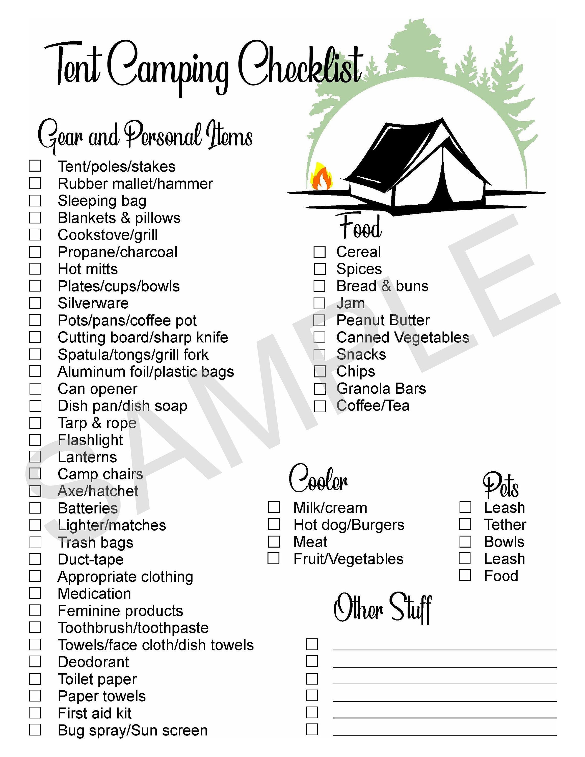 Tent Camping Checklist -