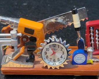 Very Cute, RARE Waltham Collectible Mini Clock Handyman’s Tools On Work Bench.  No Box or paperwork.