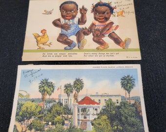 Lot of 2 Vintage 1940 Postcards (backs are no good as they were in book). See photos.