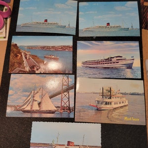 Lot of 9 Vintage Transportation Cards - See Photos.