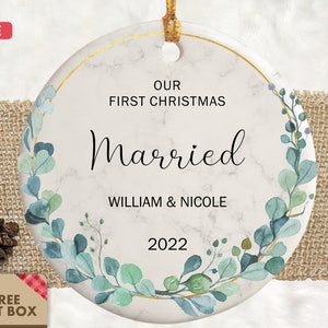 Our First Christmas Married Ornament, Personalized Wedding Christmas Ornament, Just Married Christmas Ornament, First Christmas Together