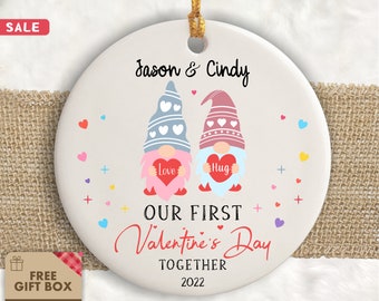 Our First Valentine Day Together Ornament, First Valentine  as Mr. & Mrs., First Valentine's Day Gnome Ornament, Gnomes Keepsake, Gnome Gift