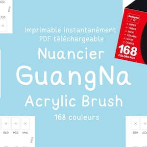 Nuancier Vierge PDF GuangNa acrylic brush 168 couleurs | Téléchargement Instantané | Modèle Imprimable Feutres Acryliques |