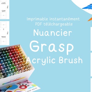 Nuancier Vierge PDF Grasp acrylic brush 120 couleurs | Téléchargement Instantané | Modèle Imprimable Feutres Acryliques |