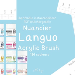 Nuancier Vierge PDF Languo acrylic brush 126 couleurs | Téléchargement Instantané | Modèle Imprimable Feutres Acryliques |