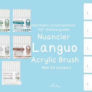 Languo 720 Acrylpenseel 45 kleuren PDF-kleurenkaart | Direct downloaden | Afdrukbare acrylmarker sjabloon |
