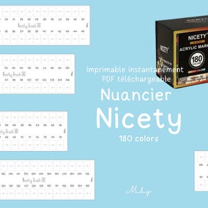 Nuancier Vierge PDF Nicety acrylic 180 colors | Téléchargement Instantané | Modèle Imprimable Feutres Acryliques |