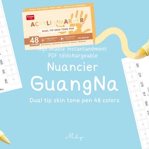 Nuancier Vierge PDF GuangNa acrylic Dual tip skin tone pen 48 colors | Téléchargement Instantané | Modèle Imprimable Feutres Acryliques |
