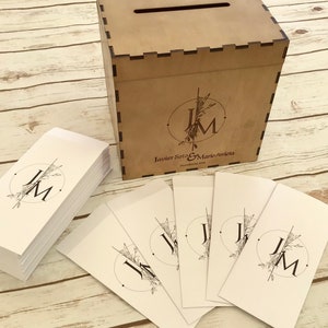 Buzón para sobre de regalos personalizados + 20 sobres - Diseño monograma