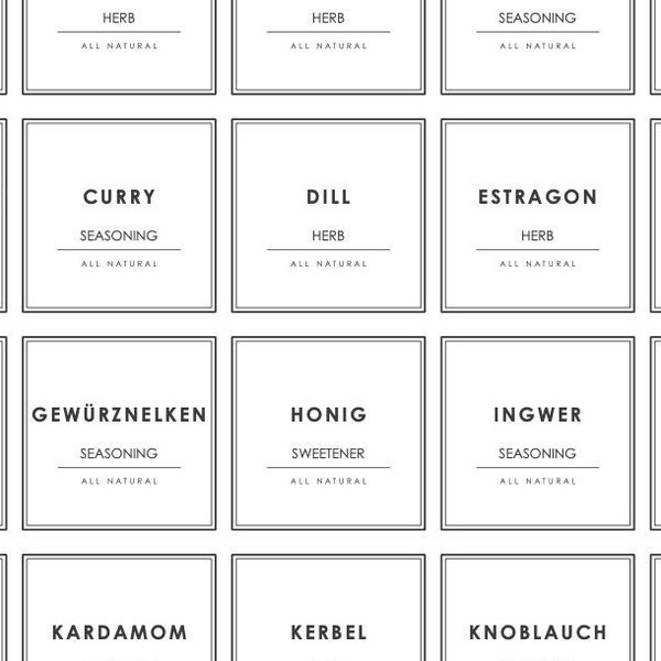 51 minimalistische druckbare Kräuter- und Gewürzetiketten / Gewürzlabels zum Organisieren im Scandi-Style – digitaler Download