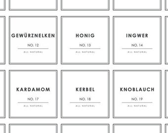 51 minimalistische druckbare Kräuter- und Gewürzetiketten / Gewürzlabels zum Organisieren im Scandi-Style – digitaler Download