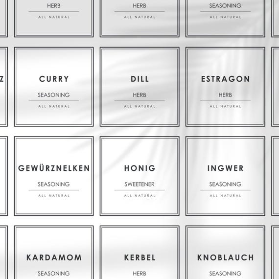 51 minimalistische druckbare Kräuter- und Gewürzetiketten / Gewürzlabels zum Organisieren im Scandi-Style – digitaler Download