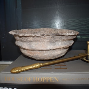 Handmade Large Wabi Sabi Antique Sculptural Papier mache bowl Recycled paper Beautiful