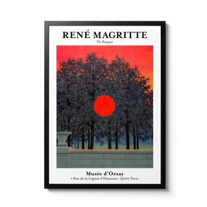 René Magritte Exhibition Print, Modern Wall Art Décor, Art Museum Mid-Century Poster, Lounge Home Décor Gift Idea, framed A6 A5 A4 A3 A2 A1