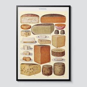 Vintage Cheese Illustration Print, Food & Drink Wall Art Decor, Ideal Kitchen Gift