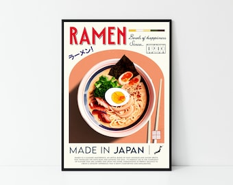 Ramen-affisch, mattryck, modern köksinredning, japansk mat, kocktryck, barkonst, retro väggkonst, Japan, present, inramad A6 A5 A4 A3 A2 A1