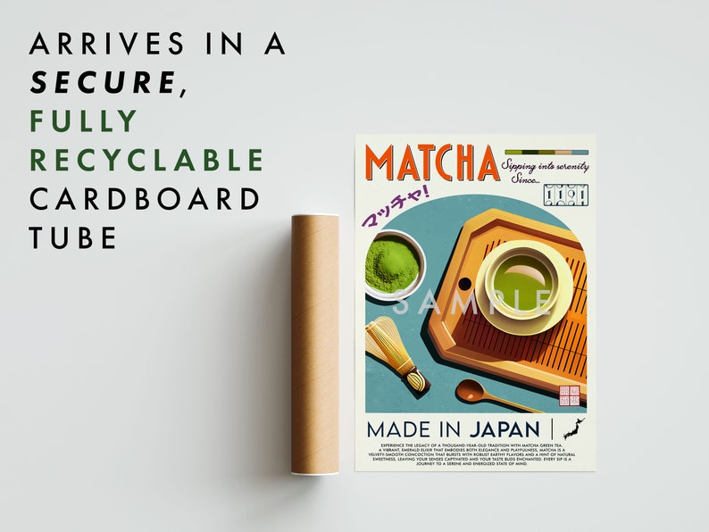 Matcha-poster, mattryck, modern köksinredning, japansk mat, kocktryck, barkonst, retro väggkonst, Japan, inramad A6 A5 A4 A3 A2 A1 bild 5