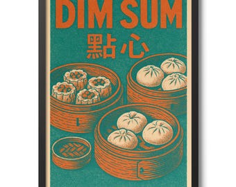 Dim Sum Print, Japanese Food Wall Art, Kitchen Decor Poster, Illustration Gift