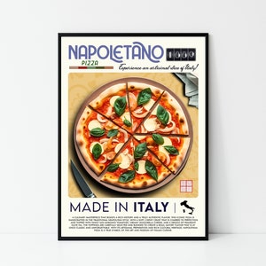 Napoletano Pizza Poster, Food Print, Modern Kitchen Decor, Italian Food, Chef Print, Bar Art, Retro Wall Art, Gift, Framed A6 A5 A4 A3 A2 A1