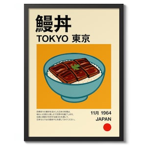 Unagi Don-print, Japanse poster, anime muurkunst, etendecor, Tokio cadeau