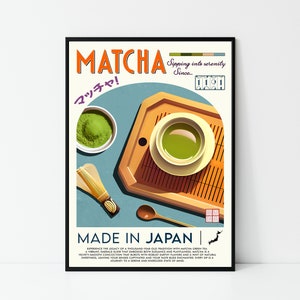 Matcha-poster, mattryck, modern köksinredning, japansk mat, kocktryck, barkonst, retro väggkonst, Japan, inramad A6 A5 A4 A3 A2 A1 bild 1